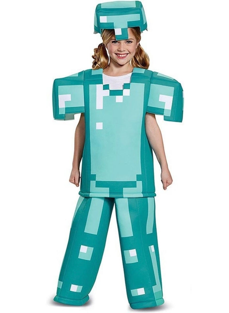 Minecraft Diamond Set character costume, tough guy outfit, Halloween children's costume, Diamond Set, XL size Minecraft Diamond Set Character Costume, for Kids Party - Image 3